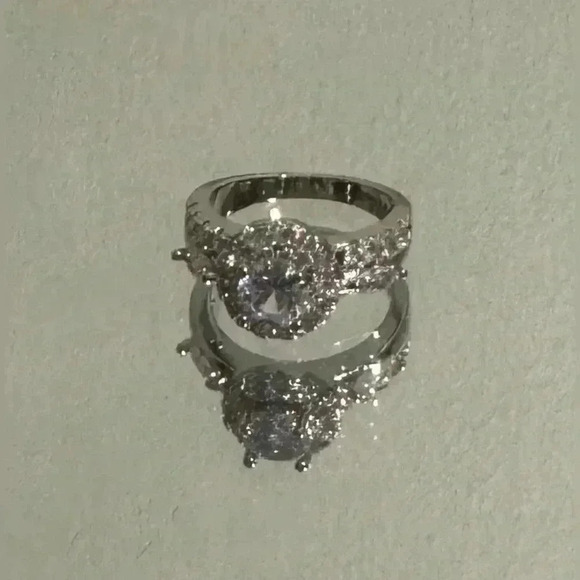 FREE 🆕 Piatella ring,1/2 carat cut, side accents, 14k white gold plated … - Picture 1 of 13